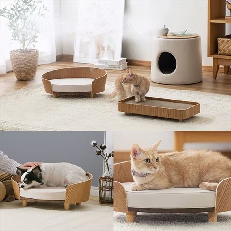 Wooden Cat Nest Dog Bed Teddy Pet Sofa Bed - Image 2